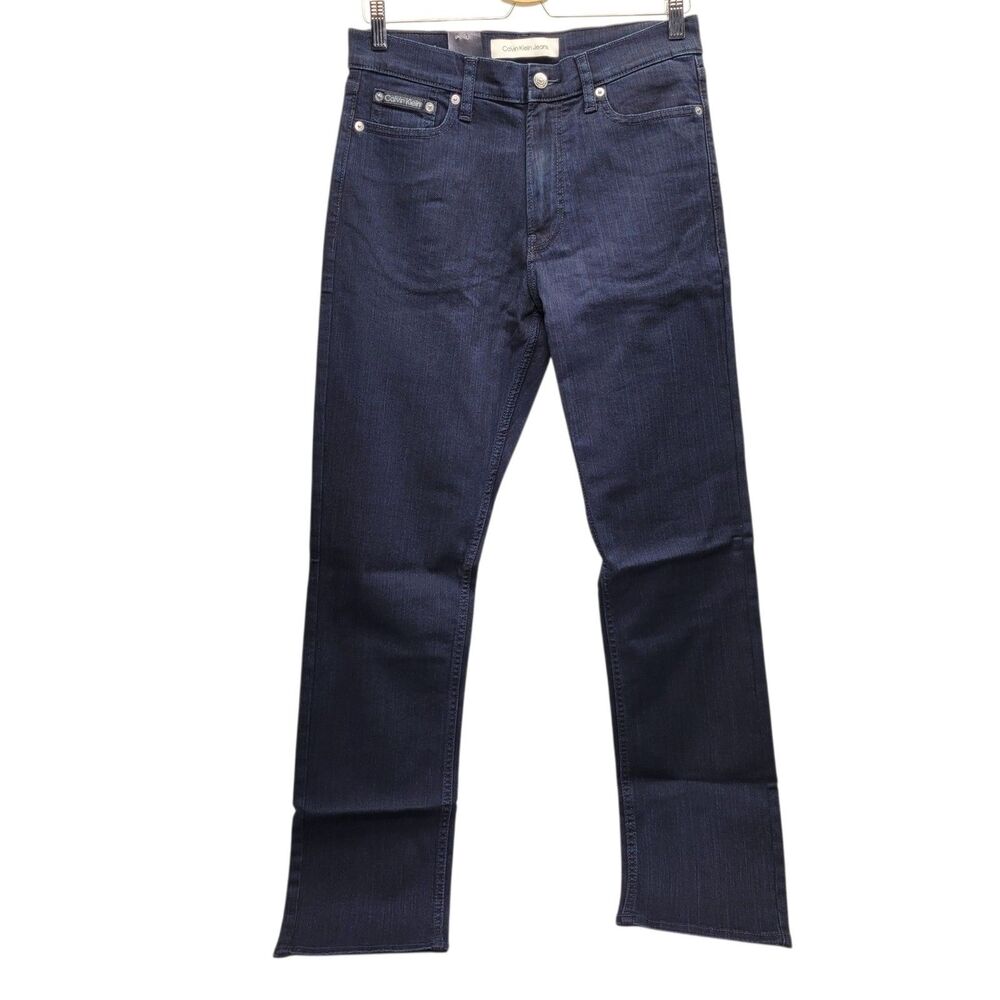 Calvin Klein Men's Jeans Dark Wash Straight Fit Vintage CK Navy W30 x L32 NWT